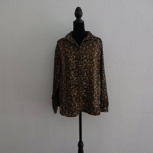Dark Golden color with animal print blouse, shiny - Picture 2 of 9